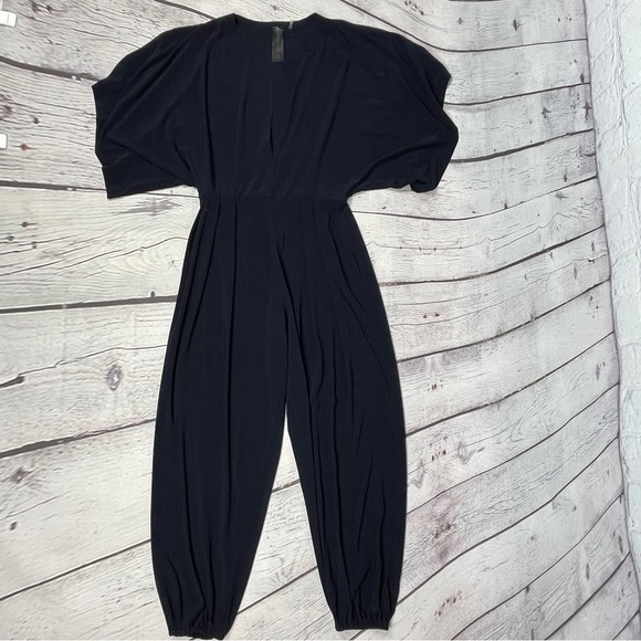 NORMA KAMALI Kulture Rectangle Jog jumpsuit kimono sleeve deep v-neck, size XS - Picture 7 of 13